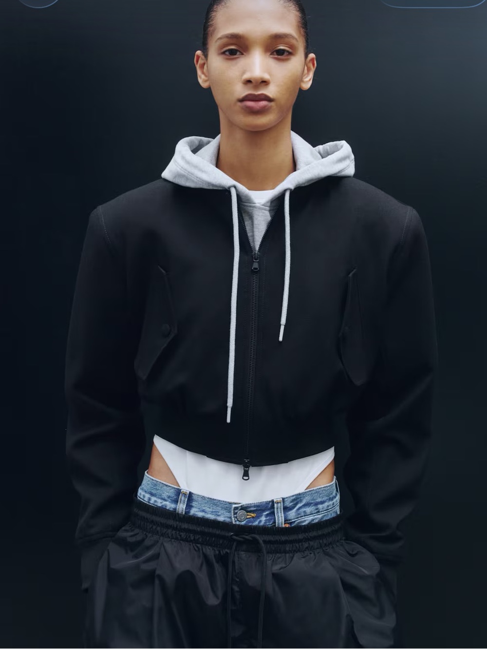 H&M x Wardrobe Nyc Black Cropped wool Bomber Jacket